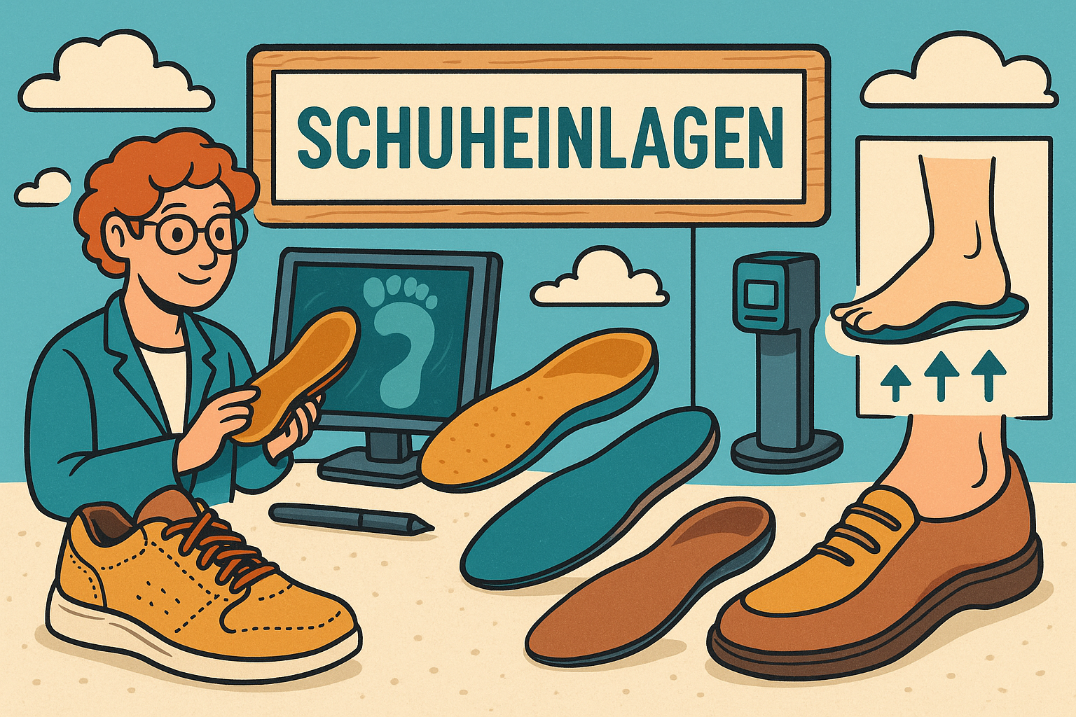 Illustration zur Beratung und Anpassung von Schuheinlagen